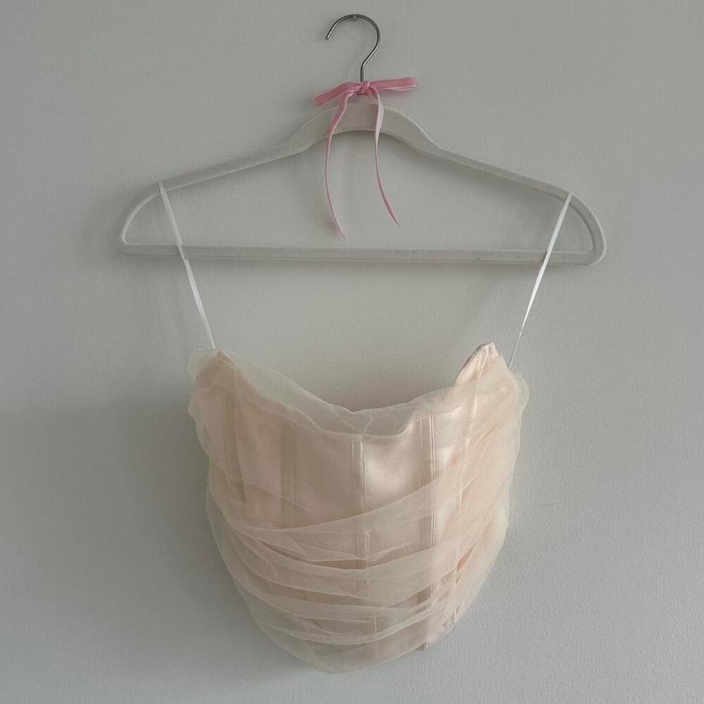 White fox tulle corset top